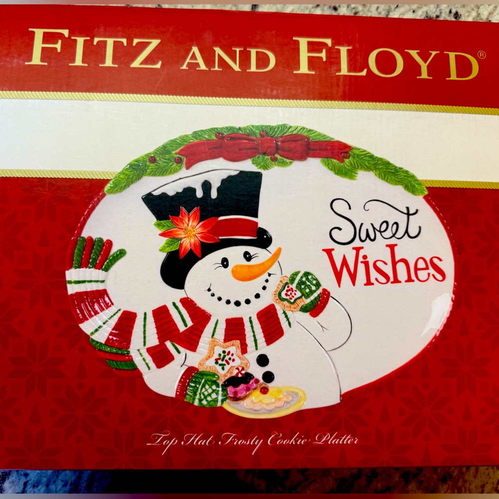 🎄Fitz and Floyd “SWEET WISHES” Cookie platter NEW IN BOX! Adorable for Christmas